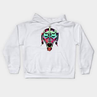 Blue Red Blend African Mask No 11 Kids Hoodie